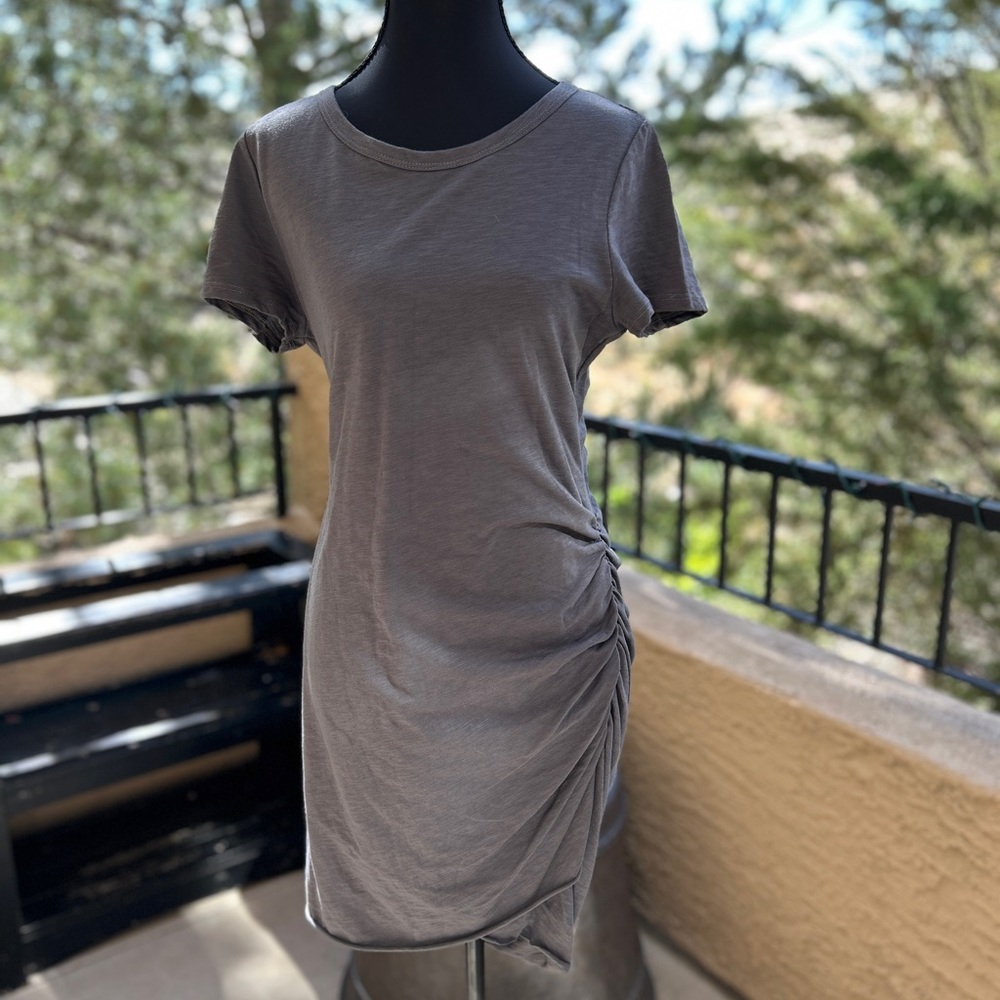 Gray Ruched T-Shirt Dress
